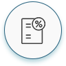 An icon of a financial document with a percentage sign.